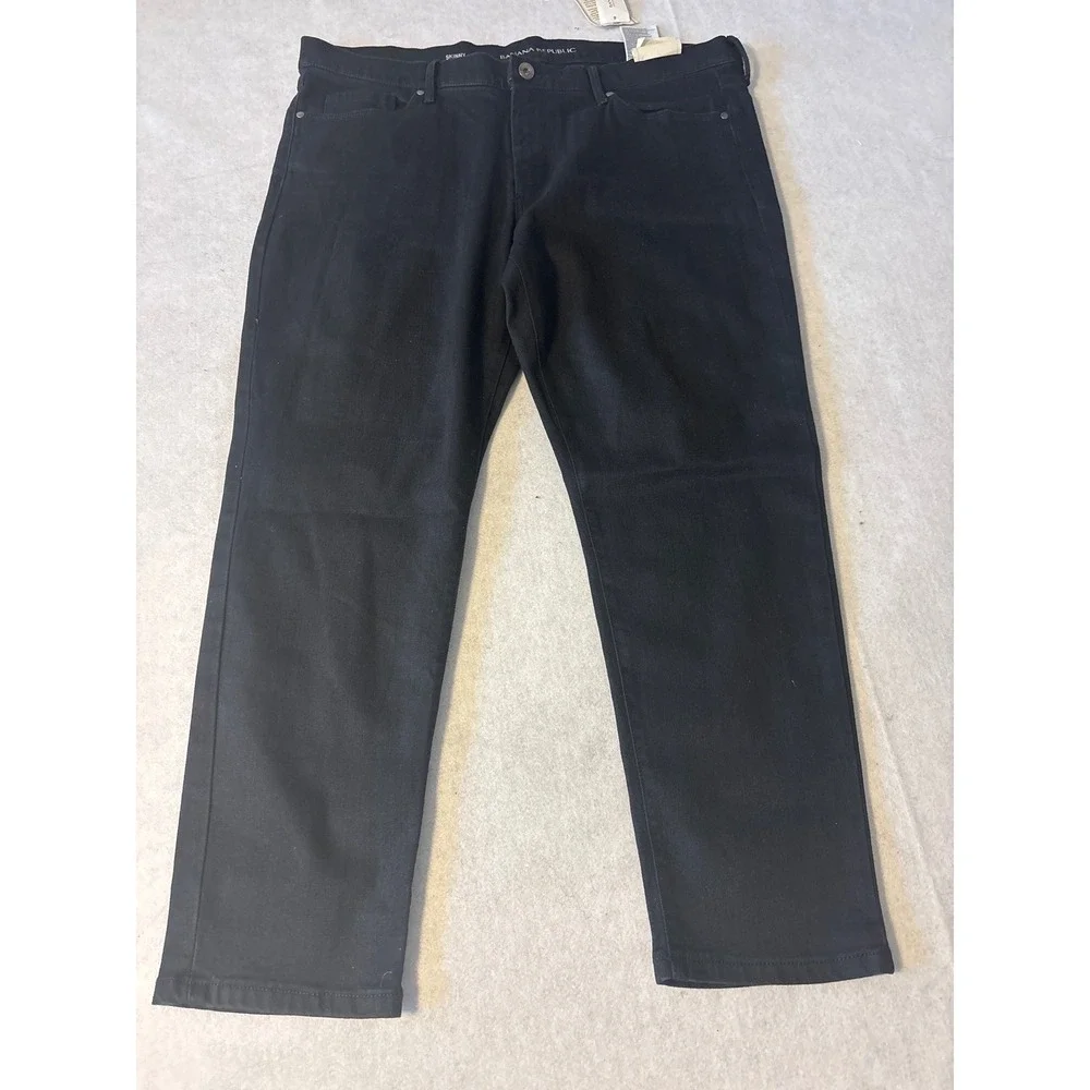 Banana Republic Mens‎ Skinny Fit Jeans Black Solid Stretch Denim Pants 36x25